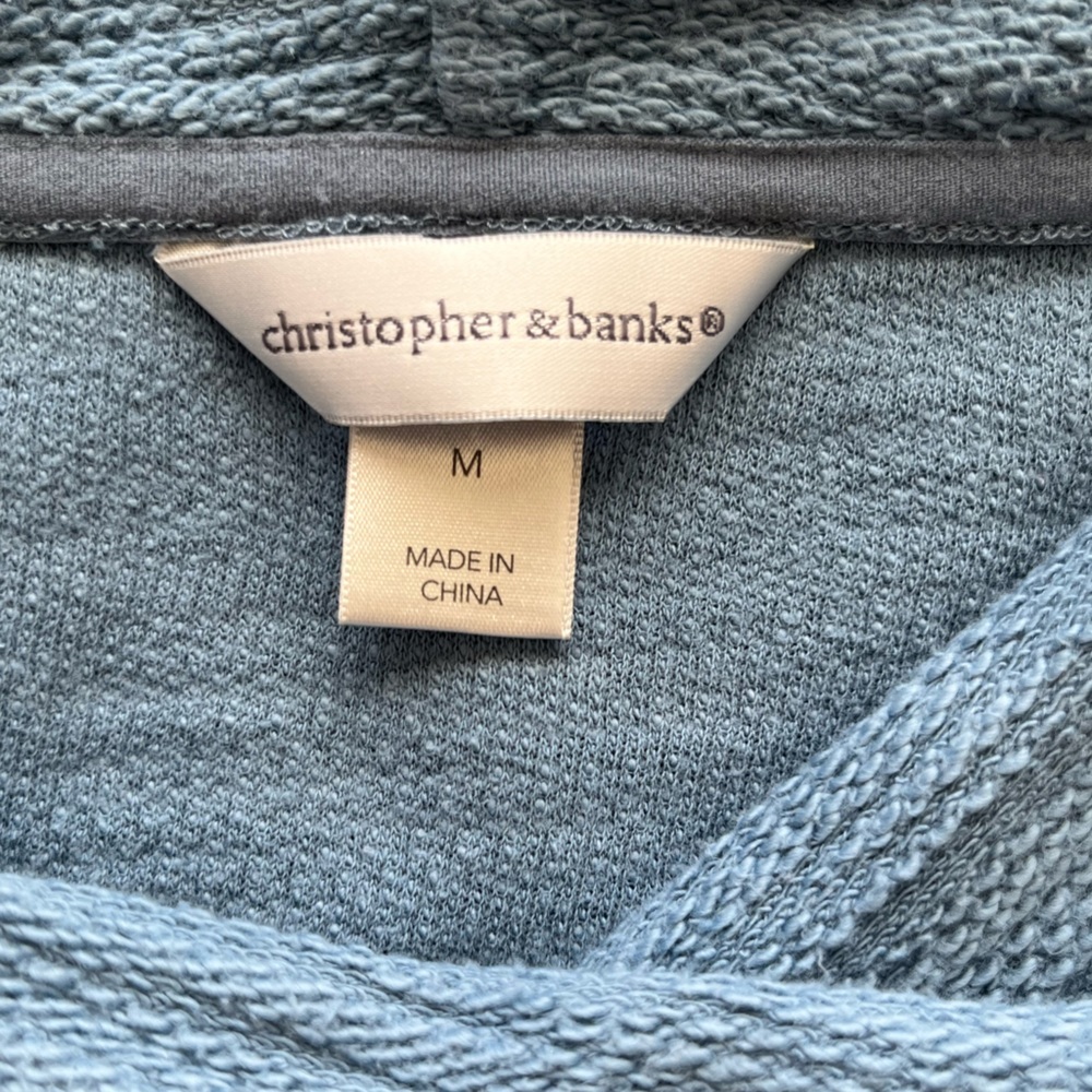Christopher & banks textured blue half sleeve pull over cowl neck top - Picture 4 of 9